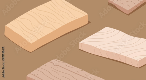 Assorted wooden planks showcasing natural timber textures and colors.