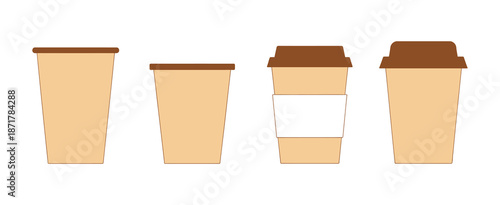 disposable coffee cups a variety of paper cup types simple vector flat icons on a white background, a premium ranked vector illustration set showcasing clean minimalist coffee cup designs for