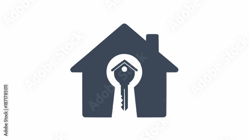 House shape with keyhole and key symbol.