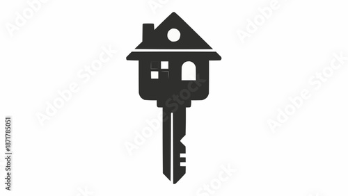 House shaped key symbol for real estate.