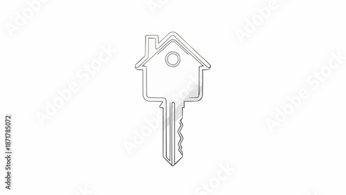House Shaped Key Symbolizing Home Ownership and Real Estate.
