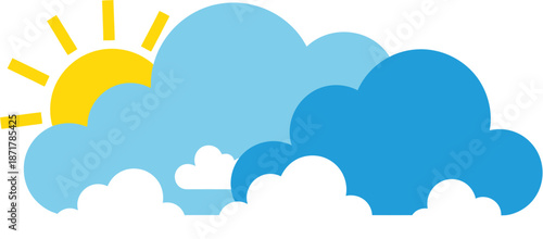 Sunny Day With Clouds Illustration - Bright Sky and Weather Forecast Graphic