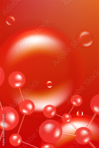 Hyaluronic acid and Niacinamide hair and skin solutions ad, red collagen serum drop with cosmetic advertising background ready to use, illustration vector.