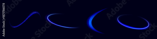 Blue glowing shiny lines effect vector background. Luminous white lines of speed. Light glowing effect. Light trail wave, fire path trace line and incandescence curve twirl.