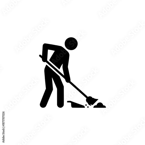Illustration of a Person sweeping floor