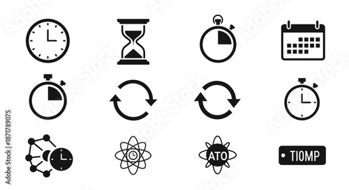 Collection of time and schedule icons for business and productivity use