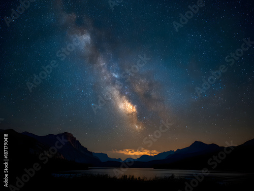 Wallpaper Mural Dramatic Night Sky with Milky Way Over Dark Mountain Landscape Torontodigital.ca