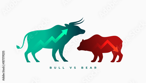 bull vs bear stock market sentiment concept background