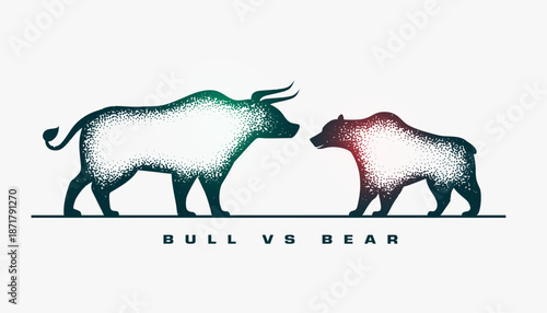 dotted style bull vs bear investing trade background