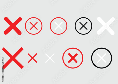 red and white cross set icon .check mark cross mark.check mark signs