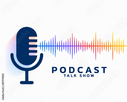 flat style podcast talk show poster with frequency tone