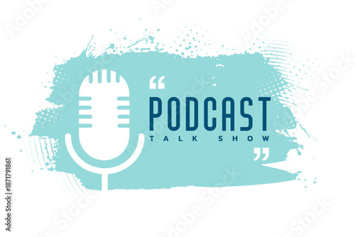podcast studio talk show concept poster with grungy effect
