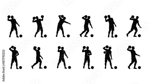 Silhouette series depicting human figures in various dynamic boxing poses