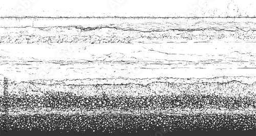 Monochrome abstract background with horizontal lines and granular textures resembling geological strata or weathered surfaces
