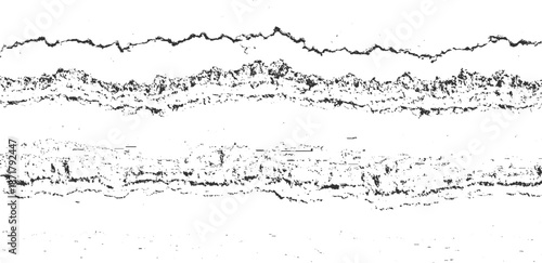 Abstract monochrome background featuring horizontal bands of distressed textures and irregular lines, evoking a sense of weathered paper, seismic readings, or layered geological formations