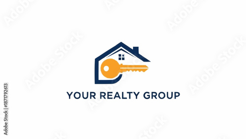 Real Estate House Key Logo Design.