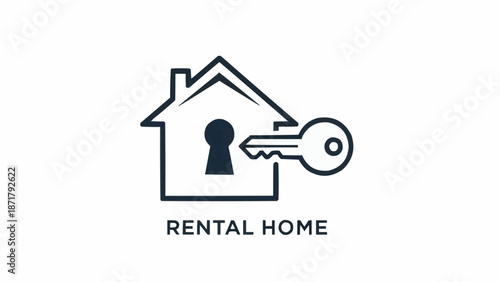 Rental Home Icon with Key Symbolizing Property Access.