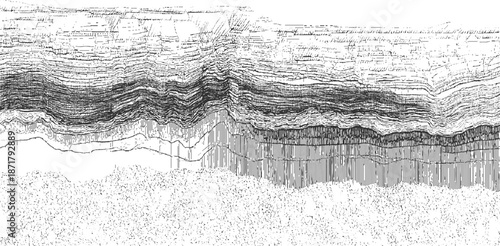 Detailed cross-section geological strata with layered rock formations and textured patterns representing underground earth layers and sediment