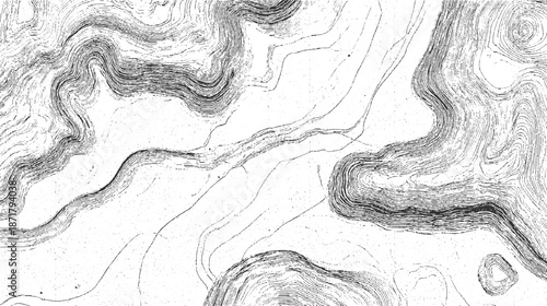 Topographic map style abstract background with contour lines and textured terrain creating a sense of depth and exploration for visual projects