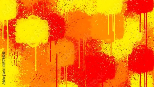 Modern abstract wall art showing textured layers of yellow and orange paint application.