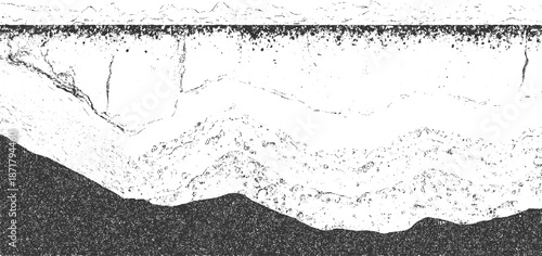 Abstract monochrome textured background with layered geological strata and rough surface details