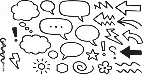 A collection of various cartoon speech bubbles and symbols for creative expression and communication