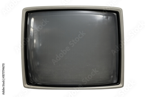 Vintage crt monitor displaying retro video content, blank screen television mockup with transparent alpha channel background
