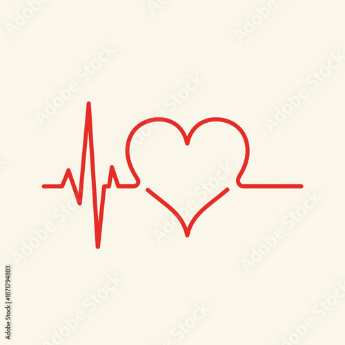 Bild auf Leinwand Vibrant red heart and dynamic ECG heartbeat line symbolizing health and vital si