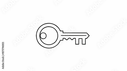 Simple Line Drawing of a Classic Key.