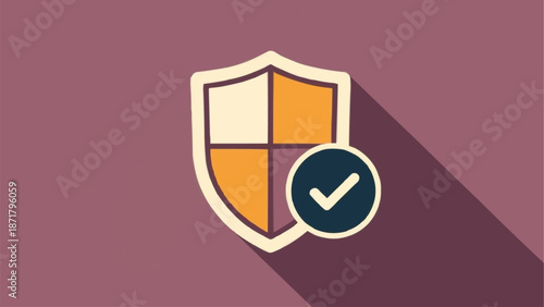 Shield with Check Mark Icon Security Protection Concept.