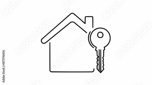 Simple House Icon with Key Symbol.