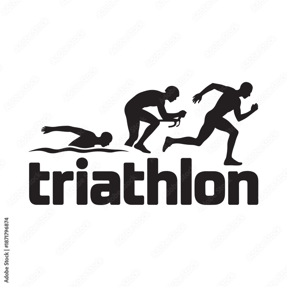 Obraz premium Triathlon silhouette showing swimming running and the sport s overall concept