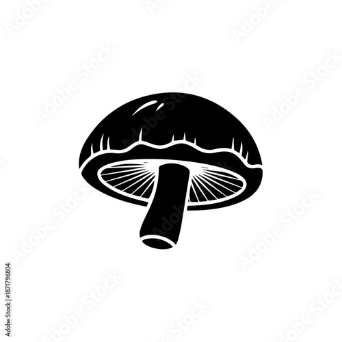 Black and white mushroom illustration