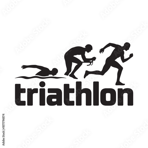 Triathlon silhouette showing swimming running and the sport s overall concept