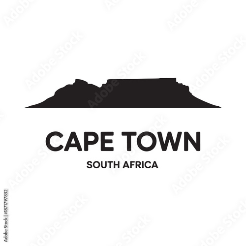 Cape town south africa silhouette iconic table mountain and city branding