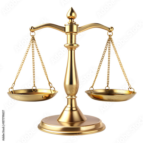 Gold Scales of Justice Balanced Isolated