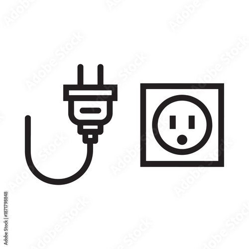 Electrical plug and socket illustration depicting power connection and energy supply