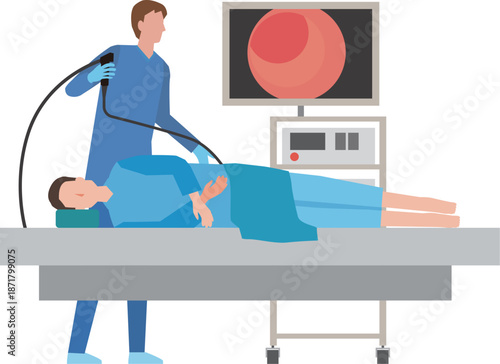 大腸内視鏡検査を受ける男性患者