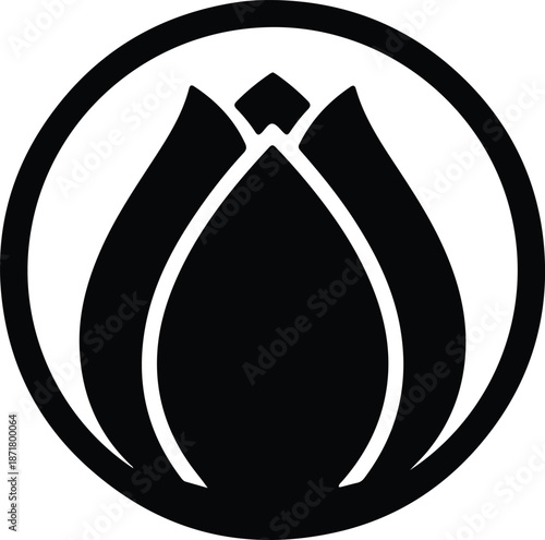 Illustration Abstract elegant floral bud bloom icon logo design element symbol silhouette vector