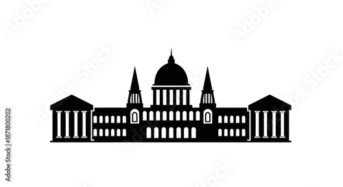 Foto Black silhouette of large building.