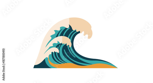 Large Ocean Wave Crashing Shore.