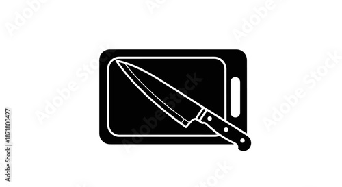 Knife on cutting board icon.