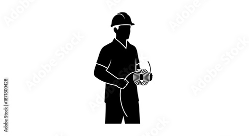 Man wearing a hard hat holding power tool.