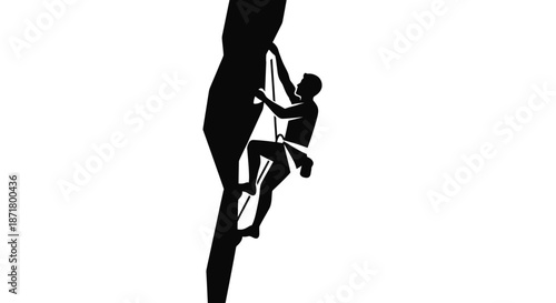 Man climbing a steep rocky surface.