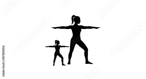 Mother and child yoga poses together.