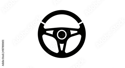Steering Wheel Icon Isolated On White.