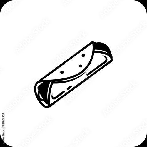 Illustrated burrito wrapped tightly