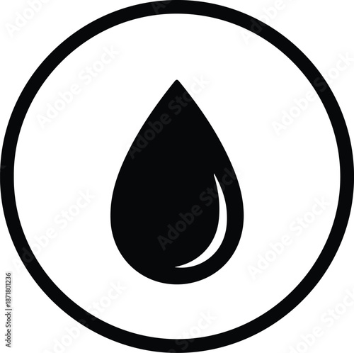 Illustration simple water drop icon symbol inside circle for fluid concept silhouette vector