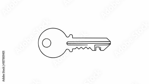 Simple outline drawing of a single metal key.