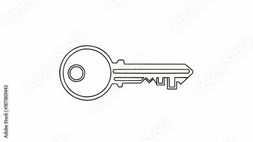 Simple outline drawing of a single metal key.